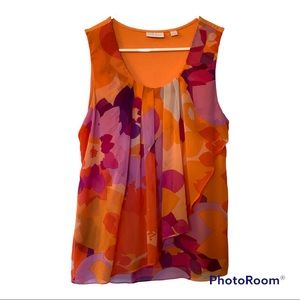 Gorgeous New York & Company Stretch Orange and Fuchsia Sleeveless Top Size Large